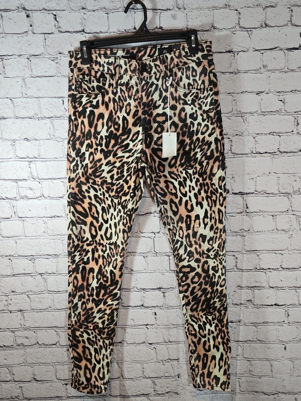 Ag Adriano Goldschmied Leopard Print 'Farrah Skinny Ankle' Jeans Size 29 New